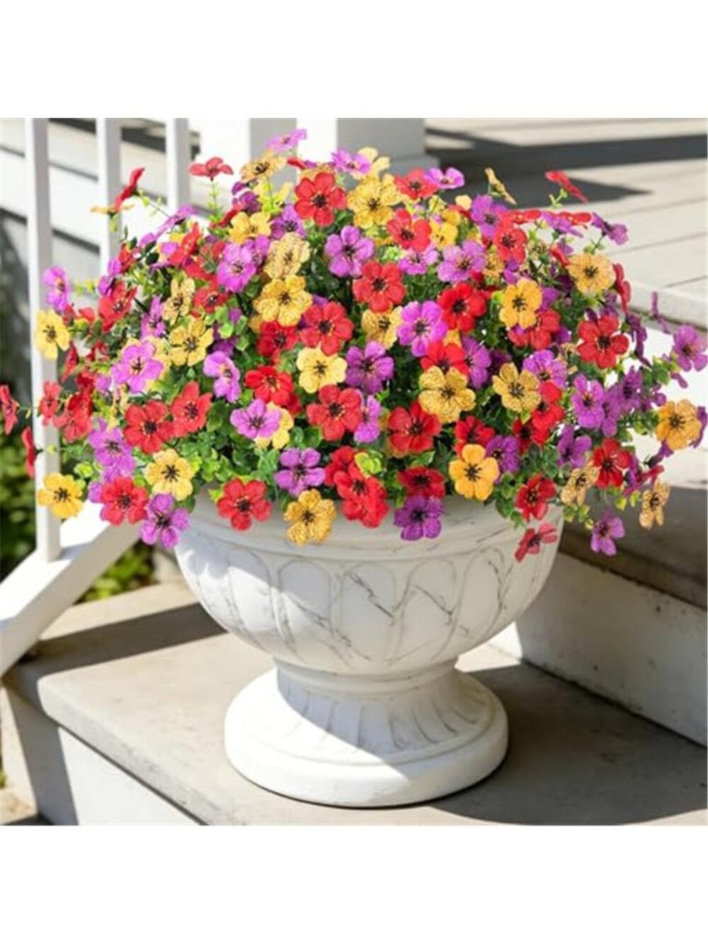 Fake Daisy Bundles Outdoor Faux Silk Flowers Porch Patio Garden Pot Decor UV